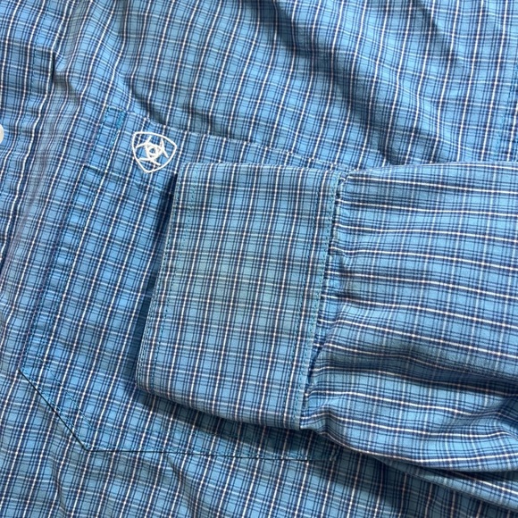 Ariat Pro Series Shirt Mens Small Blue Plaid Long Sleeve Button Vented *see Pics - Picture 4 of 11